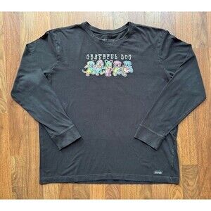 Grateful Dog Life‎ Is Good Long Sleeve T Shirt Size XL Mens Black Tee